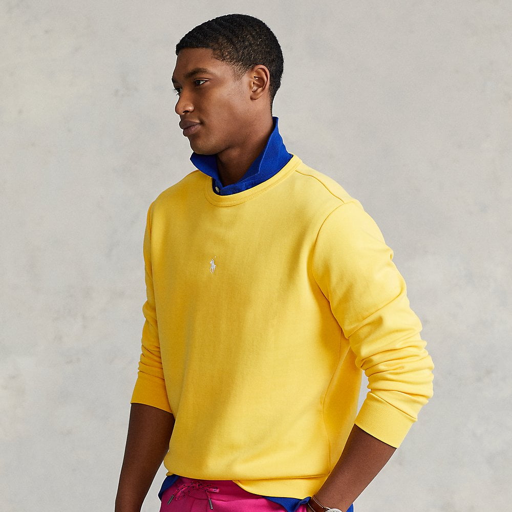 Polo Ralph Lauren Men's Double-Knit Crewneck Sweater, Racing Yellow Medium  