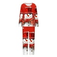 thumbnail image 4 of Womens Christmas Pajama Sets Fashion Printed Round Neck Long Sleeve Elastic Waist Pants Soft Lounge Sleepwear Set Red L, 4 of 6