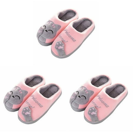 

TOYMYTOY 3pcs Woman Cotton Slippers Winter Warm Skid Resistance Slippers Home Slippers for Woman Girl (Pink S Size Shoes Mark: 36-37 yards but Suitable for 35-36 yards)