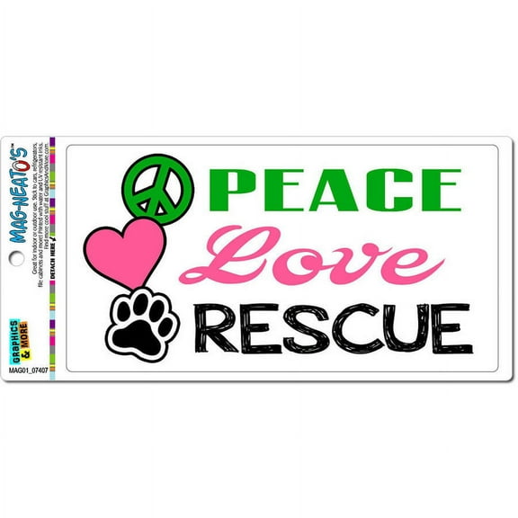 Peace Love Rescue Adopt Animal Shelter Pet Dogs Cats Paw Print Automotive Car Refrigerator Locker Vinyl Magnet