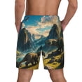 thumbnail image 2 of Lsque Mens Swim Trunks Valley River Dinosaur Pattern - Bathing Suit Compression Liner - Beach Swim Shorts Swimwear - (S-3XL) - Stretch Quick Dry -3X-Large, 2 of 9