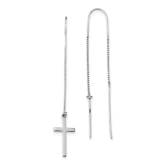 Sterling Silver Cross Threader Earrings