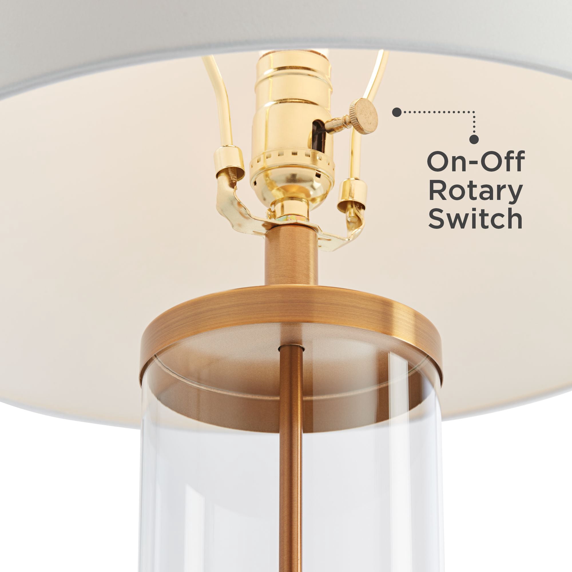 360 Lighting Coastal Table Lamp 26" High Glass Cylinder Gold Fillable White Drum Shade for Living Room Family Bedroom Bedside Nightstand