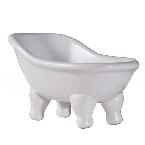 Ceramic White Clawfoot Bathtub Bar Soap Dish for Bathroom Shower Decorative Soap Dish Sponge Holder Shower Bar Soap Tray Container for bathroom Kitchen Sink