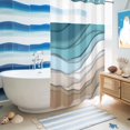 thumbnail image 5 of No Hook Shower Curtain, Turquoise Brown Shower Curtains for Bathroom with See Through Top Window, Teal White Geometric Gradient Stripes Waterproof & Washable Bath Curtain Narrow 54"x78", 5 of 9