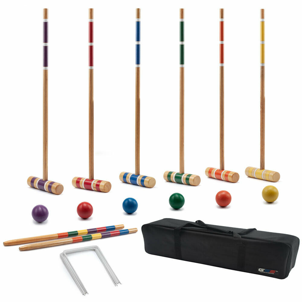 New Complete Croquet Set with Case for Adults & Kids Back Yard Lawn