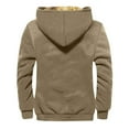 thumbnail image 3 of LISTHA Men's Winter Sherpa Lined Hoodie Jacket Flag Print Zip Up Sweatshirt Heavyweight Warm Fleece Coat with Pockets Khaki M, 3 of 3