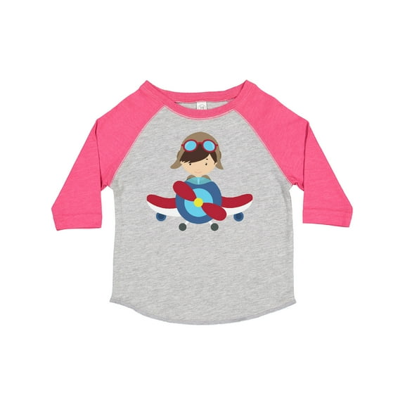 Inktastic Pilot Boy, Airplane, Plane, Flying, Brown Hair Boys Toddler T-Shirt