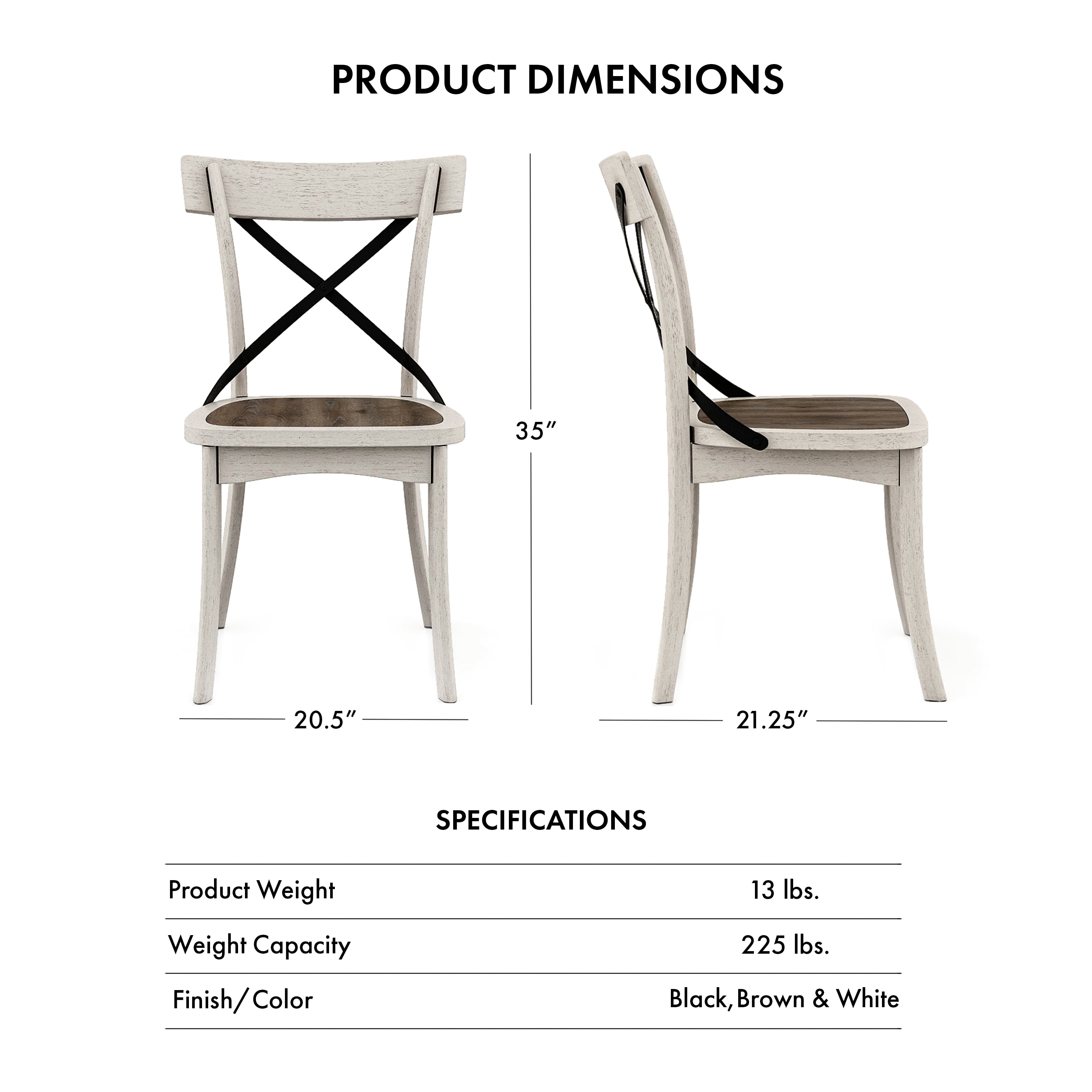 Furniture of America Acres Farmhouse Wood Dining Chair-Set of 2, Antique White