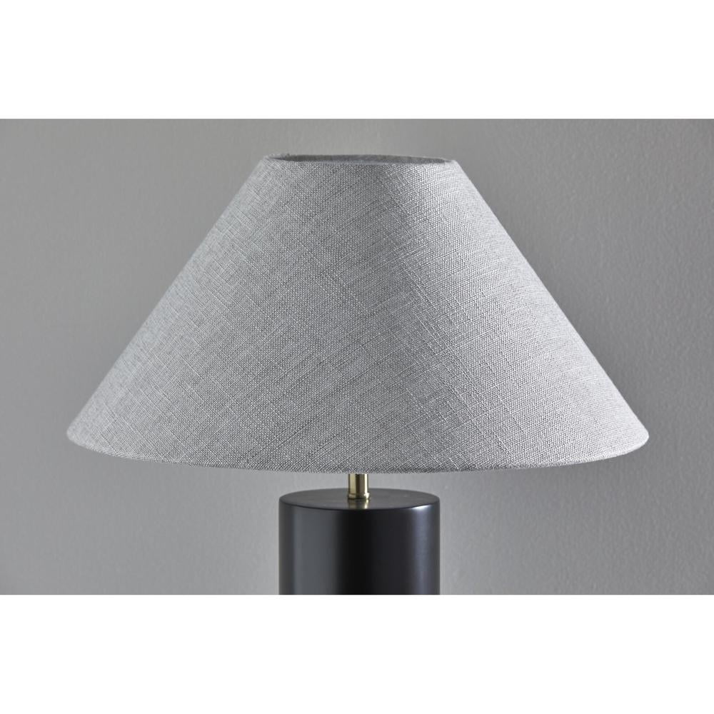 Adesso Martin Table Lamp, Black Poplar Wood with Antique Brass Accent