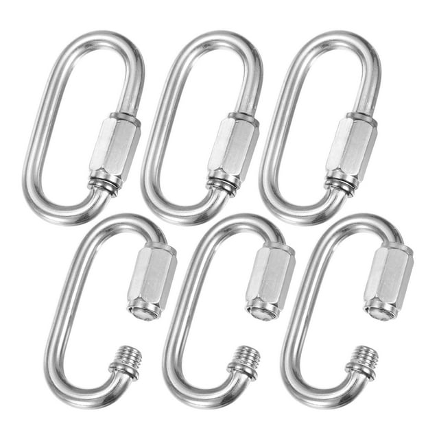 Conector de eslabón de cadena rápido de 6 piezas, M6 1/4 eslabones de cadena de bloqueo en forma de D