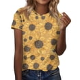 thumbnail image 2 of UoCefik Womens Tops Dressy Casual Short Sleeve Summer Tops Vintage Sunflower Print Tshirts Trendy Round Neck Tshirts Tunic Tops Ginger 3XL, 2 of 5