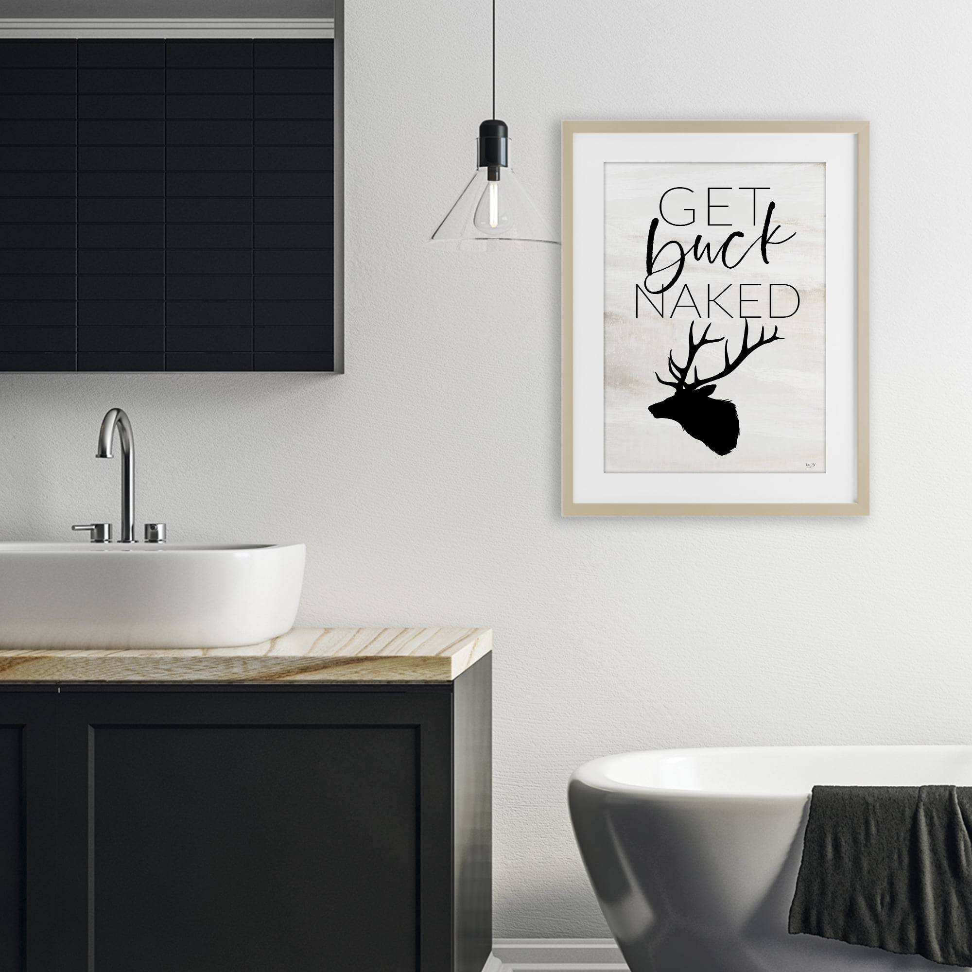 Stupell Industries Get Buck Naked Birch Framed Print Under Glass, design by Lux + Me Designs