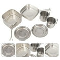 thumbnail image 4 of GOOHOCHY 1 juego de utensilios de cocina de acero inoxidable para camping, sartenes y ollas para picnic (plateados), 4 of 8