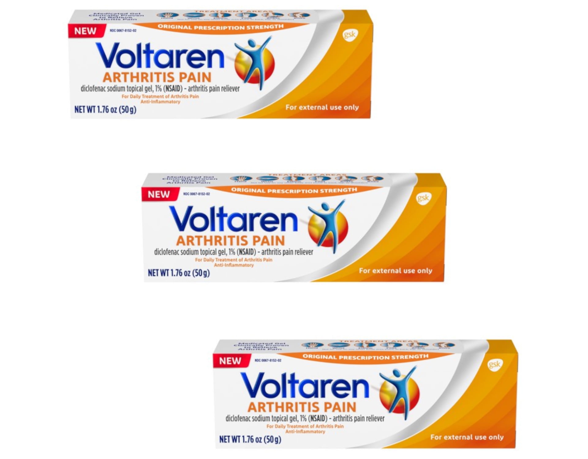 3 Pack Voltaren Arthritis Pain Topical Gel 1.76 Ounce