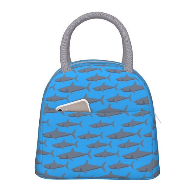 Easygdp Cute Shark Bolsa de Almuerzo Insulada Grande, Forro de Aluminio, Diseño Espacioso, a Prueba de Fugas, Ideal para Trabajo, Picnics, Viajes y Actividades al Aire Libre