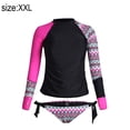 thumbnail image 2 of Women's Long Sleeves Rash Guard Athletic Swim Tankini Sets Swimsuit - Rose Red, 2 of 6