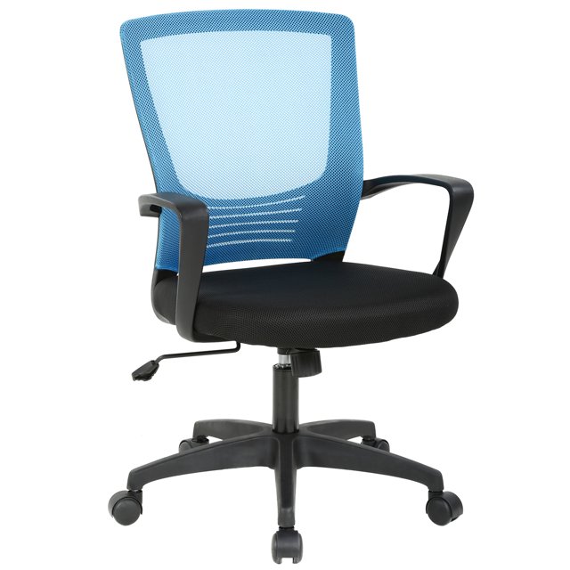 BestOffice Office Chair Ergonomic Cheap Rolling Swivel Armrest Adjustable Stool for Back Support, Blue