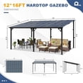 thumbnail image 3 of Leukture 12' x 16' Wall Mounted Lean to Metal Awnings with Sloped Roof Outdoor Patio Gazebo Awning for Backyard Deck White, 3 of 5