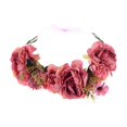 thumbnail image 4 of Bridal Flower Garland Hairband with Ribbon for Photo Prop Bridesmaid Wedding Red, 4 of 8