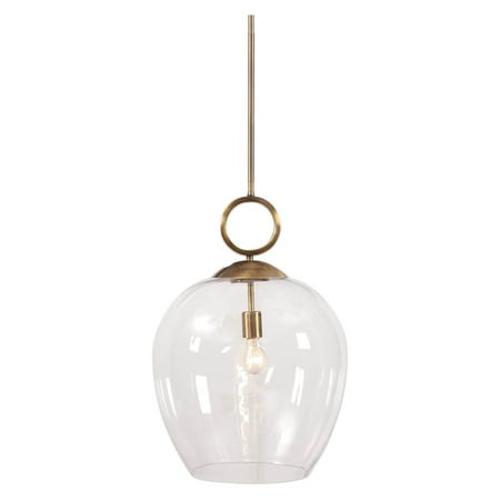 

1-Light Blown Glass Pendant in Aged Brass