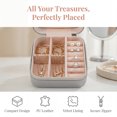 thumbnail image 4 of Travel Jewelry Box Mini Portable PU Leather Organizer for Women and Girls Gifts Gray, 4 of 5