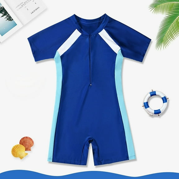 Swimsuit For Boys Cartoon Girls And Boys One-Piece Swimsuit Kid Water Sport Short Swimsuit Bathing Suits Blue XL/(5-7 Years)