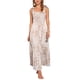 thumbnail image 2 of Vestido largo de verano impreso Inspire Chic para mujer, con tirantes finos, escote cuadrado y corte A, talla S, color caqui, 2 of 6