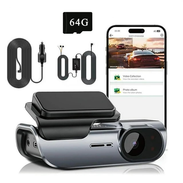 K05 Single Lens Car Dash Cam with 4K UHD Video, Starlight Night Vision, 2.4G WIFI App Control, GPS Tracking, Parking Monitor, Motion Detection & G-Sensor – Includes Cigarette Lighter Power Cord,