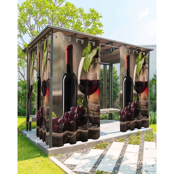 nqOlkjepod Outdoor Curtains for Patio Waterproof, Purple Wine Outdoor Privacy Panels Grommet, Farmhouse Casks Vintage Blackout Outside Curtains for Porch/Cabana/Pergola/Gazebo 54"x84", 1 Panel