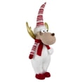 thumbnail image 4 of Northlight Standing Plush Moose Christmas Figure with Glitter Antlers - 25" - White and Red, 4 of 5
