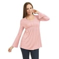 thumbnail image 3 of WT1477 Womens V Neck Long Sleeve Empire Waist Tunic Top S Pink, 3 of 3