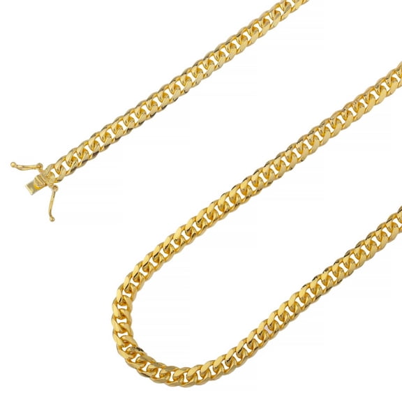 925 Sterling Silver, Miami Cuban Link Gold Plated Chain 5mm Necklace - Hypoallergenic and Tarnish Resistant - By Oliver & Navy