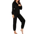 thumbnail image 1 of Pijama de forro polar para mujer, con capucha, peludo, cálido, mono, mono, ropa de dormir Irfora Negro/3X-grande, 1 of 7
