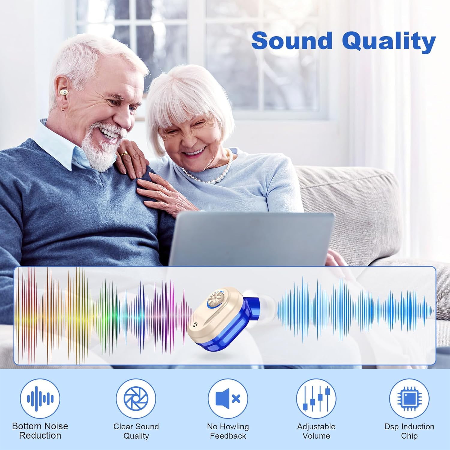 SUWU Hearing Aids for Seniors with digital Displays,Wireless Hearing Aids with Adjustable Volume,Invisible Hearing Amplifier with Noise Reduction with Large Capacity Battery Charging Case