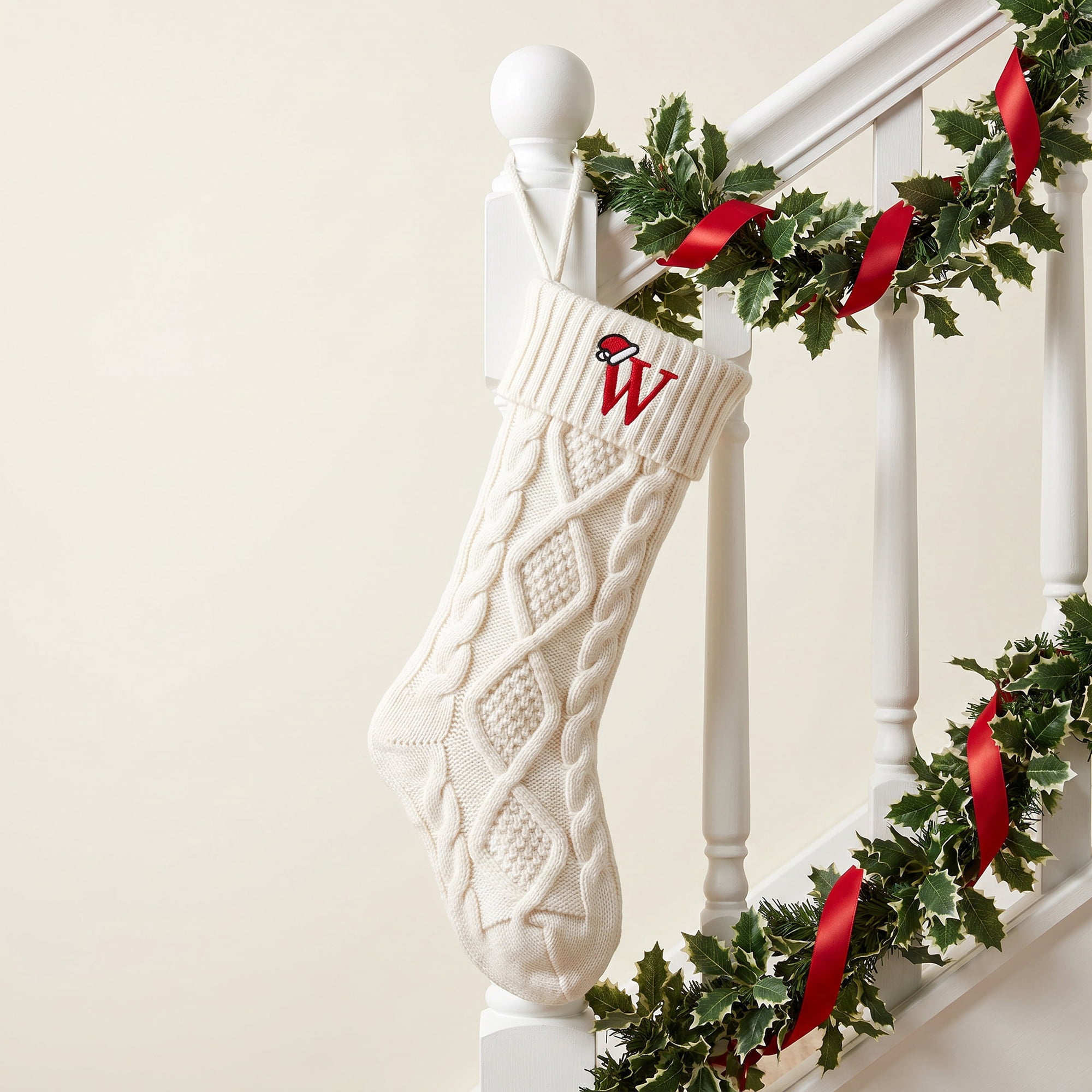 Unique Bargains Canine Bone Christmas Stocking Luxury Puppy Holiday Keepsake Sack Letter W 17"