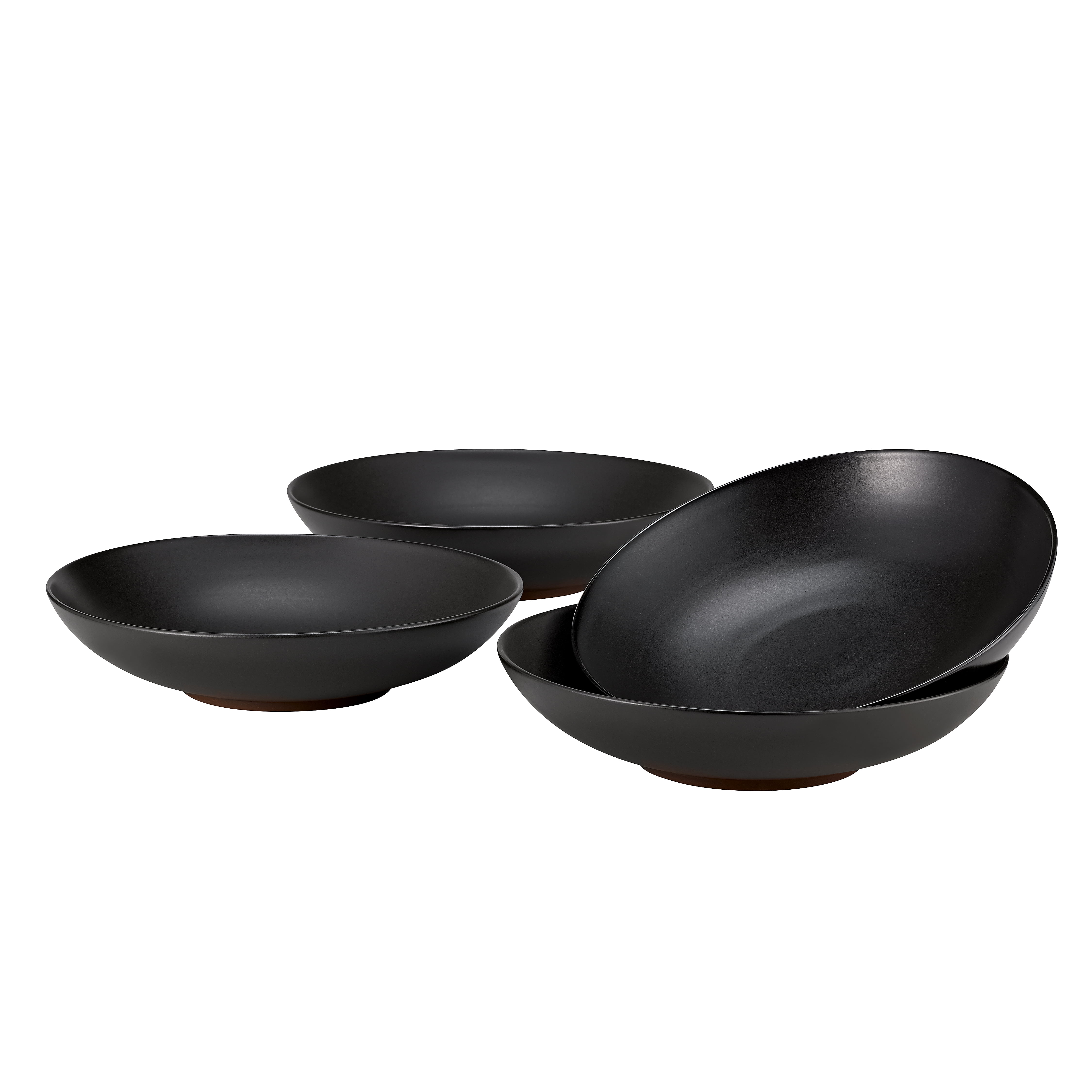 Over and Back Set of 4 Round Black Pasta Bowls