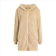 thumbnail image 2 of Sudadera con Capucha Larga y Holgada de Felpa con Cremallera para Mujer, Otoño e Invierno Albaricoque L, 2 of 8