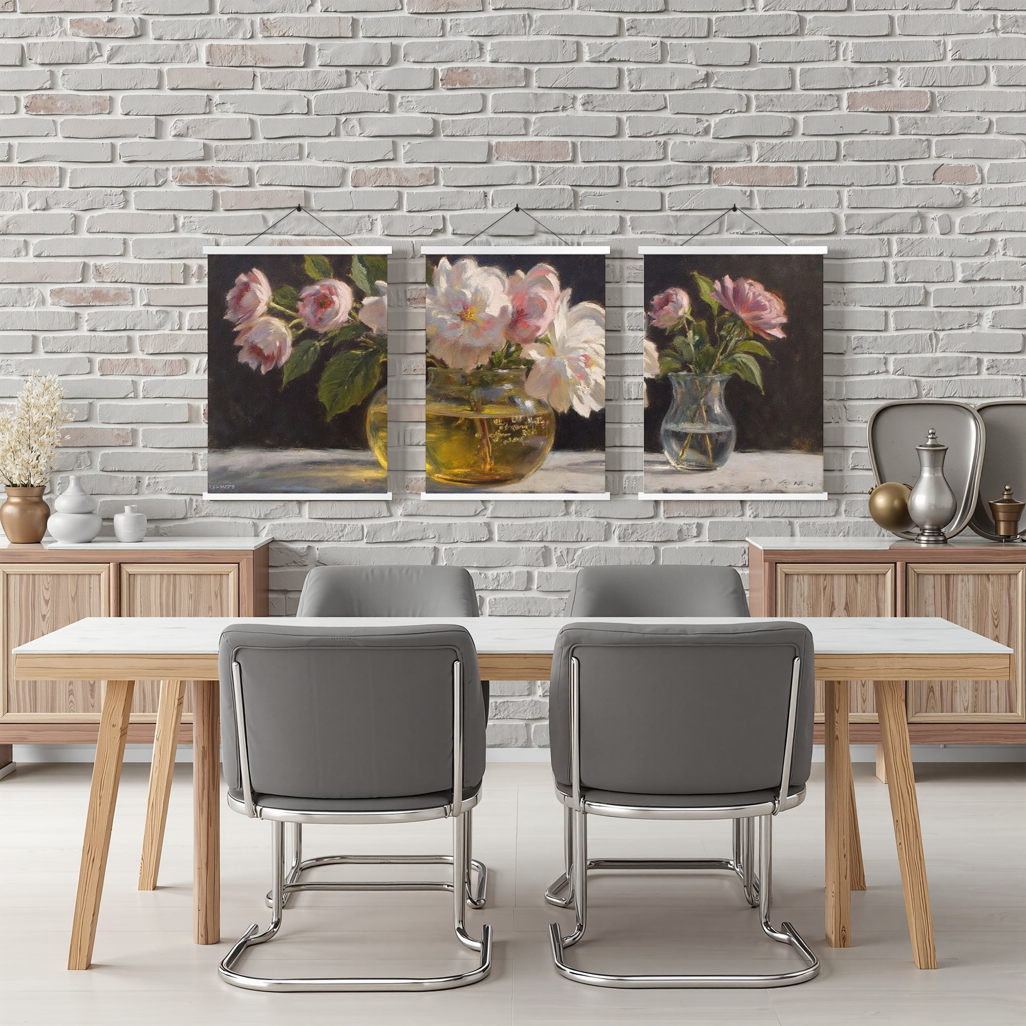 MAYEERTY Modern Abstract Wall Art Painting, Living Room Decor, White Hanging Rod Frame, 15.7"x11.8"