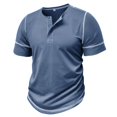 thumbnail image 5 of SWSMCLT Men's Button Henley Shirt Pull On Cotton Elasthane Breathable Spring Regular Fit Tee Comfy Shirt Casual Blue Medium, 5 of 5