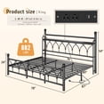 thumbnail image 6 of EnHomee King Metal Bed Frame with Vintage Headboard & Footboard Metal Platform Bed Frame King Heavy Duty Metal Bed Frame with LED Lights & Charge Station &Storage, Noise Free,Black, 6 of 6
