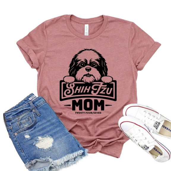 Shih Tzu Mom T-shirt Dog Mom Tshirt Paw Breed Shirt Fur Mama Tee Women's Doggy Gift Animal Rescue Shirts