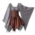 thumbnail image 2 of Zpanxa Women Medieval Renaissance Costume Dress, Vintage Cosplay Victorian Gothic Corset Dress, Gothic Vintage Court Banquet Dress, Bell Sleeves Mini Bodycon Dress with Peasant Bodice Gray S, 2 of 7