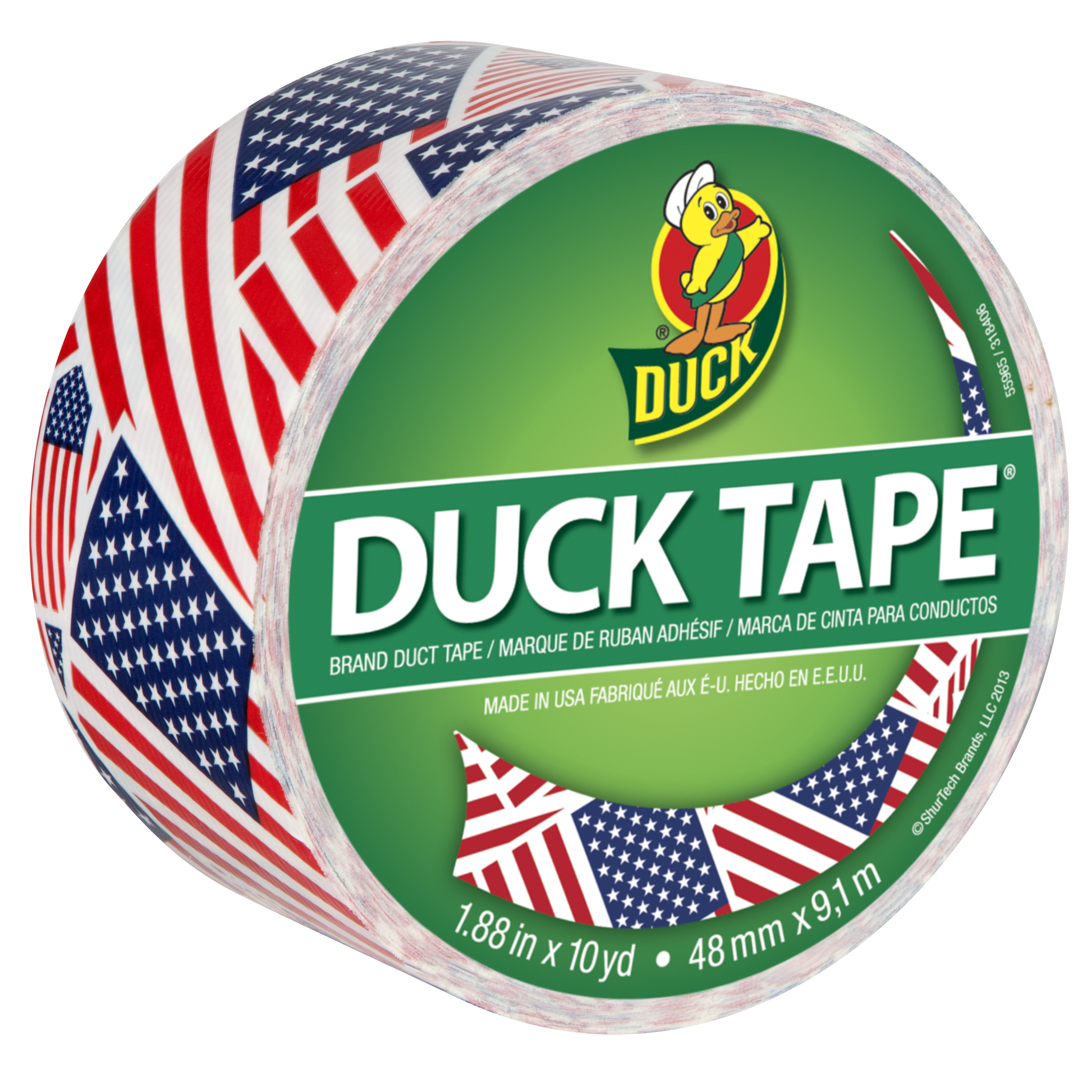 Duck 1.88 in. x 10 yd. U.S. Flag Multicolor Rubber Adhesive Duct Tape