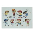 thumbnail image 1 of Sports Cutting Board, Playing Soccer Baseball Basketball Volleyball Golf Tennis Hobby Theme, Decorative Tempered Glass Cutting and Serving Board, Small Size, Multicolor, by Ambesonne, 1 of 1