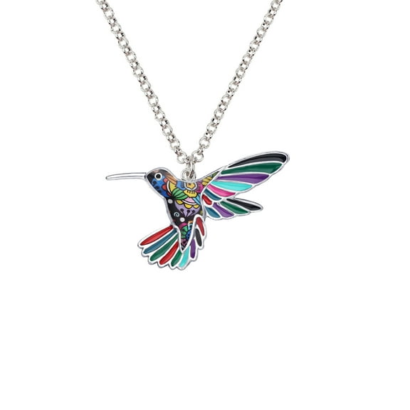 Multi Colored Hummingbird Pendant Necklace (91819-16)