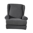 thumbnail image 2 of Wing Back Arm Chair Cover 2-Piece Wingback Sofa Slipcover Sofa Slipcover Deep Grey, 2 of 9