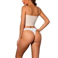 thumbnail image 3 of Allegra K Women's Low-Rised Satin Bikini Panties Elastic Lace Waist Thongs Underwear, 3 of 4