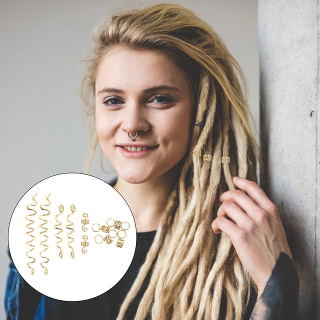 unbranded 16Ud Cuffs Dorados Para Dreadlocks Accesorios De De Zinc Para Peinados En Casa