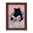 thumbnail image 2 of Reading Cats Mini Framed Wall Art – Floral Cat Print Wood Decor,D, 2 of 6